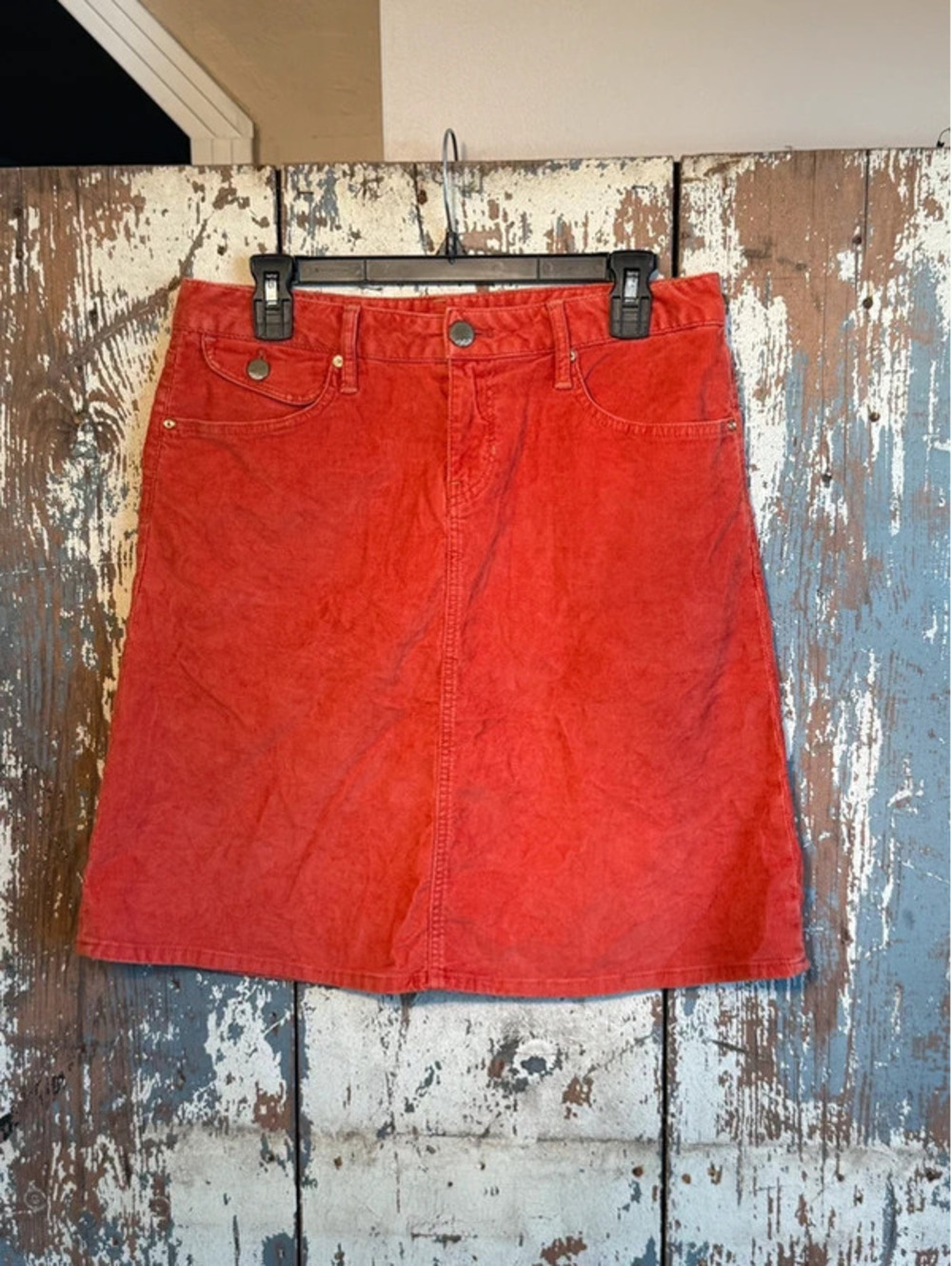 Burnt orange Corduroy A-Line Mini Skirt Y2K Vintage High Rise Size Gap 1969 28/6